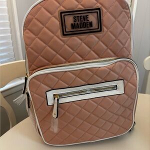 Steve Madden Quilted Backpack in Light Pink and White - NWOT